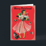 Vintage-Style Shopping Lady Christmas Card<br><div class="desc">This card will evoke images of simpler times,  which is in keeping with the Christmas holiday!</div>