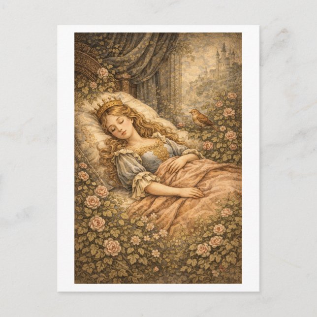 Vintage-Style Sleeping Beauty Postcard (Front)