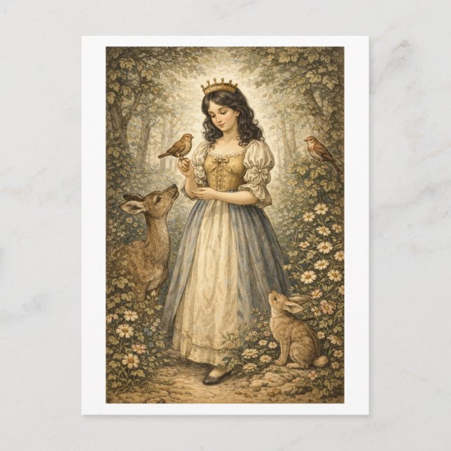 Vintage-Style Snow White Postcard (Front)