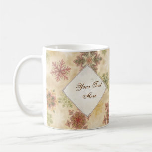 Vintage Style Snowflakes with Customizable Text Coffee Mug