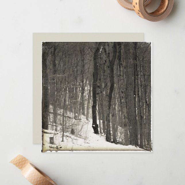 Vintage Style Snowy Forest  Card (Front/Back In Situ)