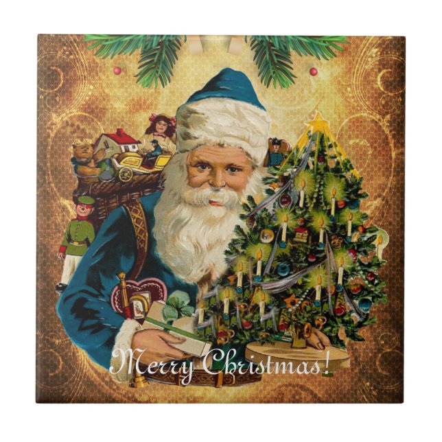 Vintage Style St Nicholas (Santa Claus) Christmas  Tile (Front)