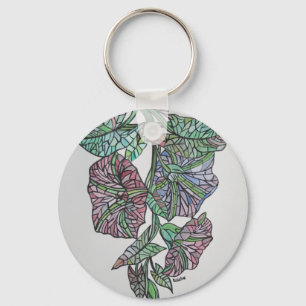 Vintage Style Stained Glass Morning Glory Keychain