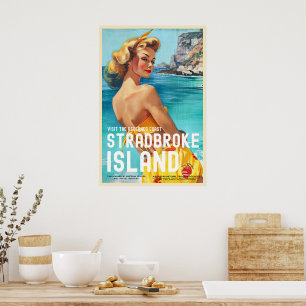 Vintage Style Stradbreak Island Travel Poster