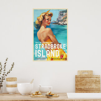 Vintage Style Stradbroke Island Travel Poster