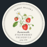 Vintage style Strawberry on off-white Jam jar Classic Round Sticker<br><div class="desc">Elegant Personalized hand painted watercolor vintage style strawberry jam label. Use for your homemade jam's or anything you choose. Makes great gift. Fill your information on label and enjoy.</div>