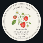 Vintage style Strawberry on off-white Jam jar Classic Round Sticker<br><div class="desc">Elegant Personalized hand painted watercolor vintage style strawberry jam label. Use for your homemade jam's or anything you choose. Makes great gift. Fill your information on label and enjoy.</div>
