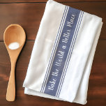 Vintage Style Stripe Kitchen Towel<br><div class="desc">Update your kitchen décor with this customizable kitchen towel that features timeless vintage-style French blue stripes on a crisp white background with customizable text that says, “Bake the World a Better Place.” This charming towel evokes the rustic charm of a French farmhouse and is ideal for folks who appreciate minimalist...</div>