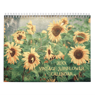 Vintage Style Sunflower 2025 Rustic Country Calendar