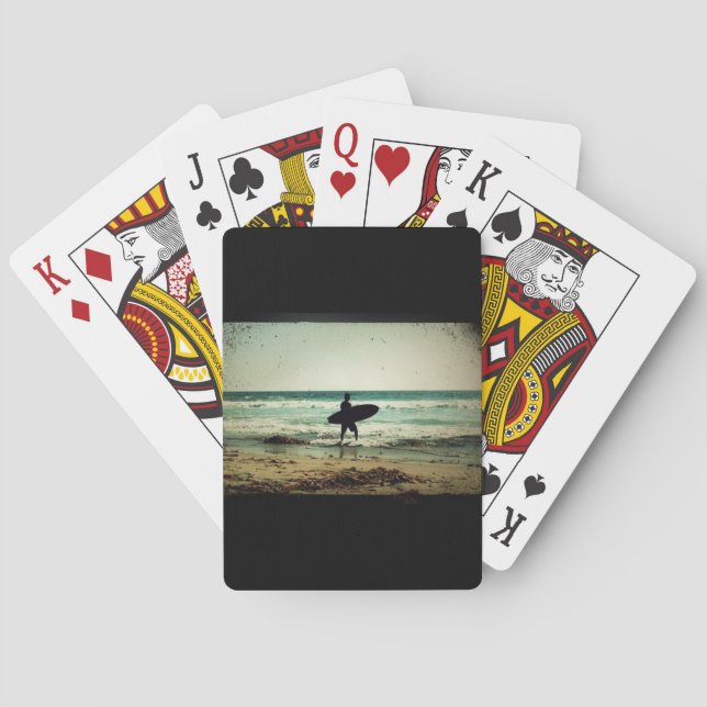 Vintage Style Surfer Silhouette Playing Cards (Back)