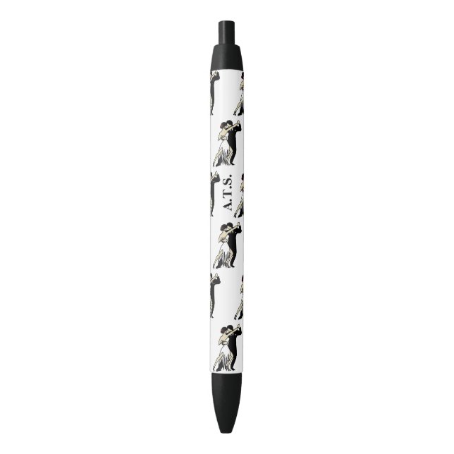 Vintage-style Tango Dancers Black & White Ink Pen (Front Vertical)