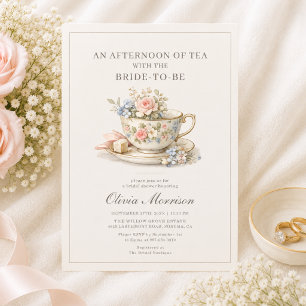 Vintage Style Tea Party Bridal Shower Invitation