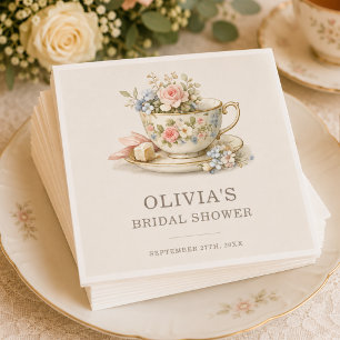 Vintage Style Tea Party Bridal Shower Napkin