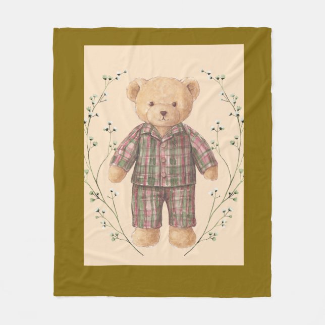 Vintage style teddy fleece blanket (Front)