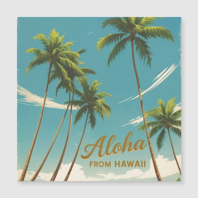 Vintage Style Travel Aloha Hawaii Magnetic Card (Front)