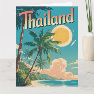 Vintage Style Travel Poster of a Tropical Thailand Card