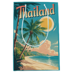 Vintage Style Travel Poster of a Tropical Thailand Medium Gift Bag