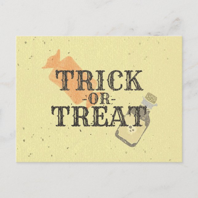 Vintage Style Trick Or Treat Postcard (Front)