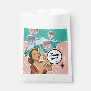 Vintage Style Umbrella Bridal Shower Favour Tags Bag