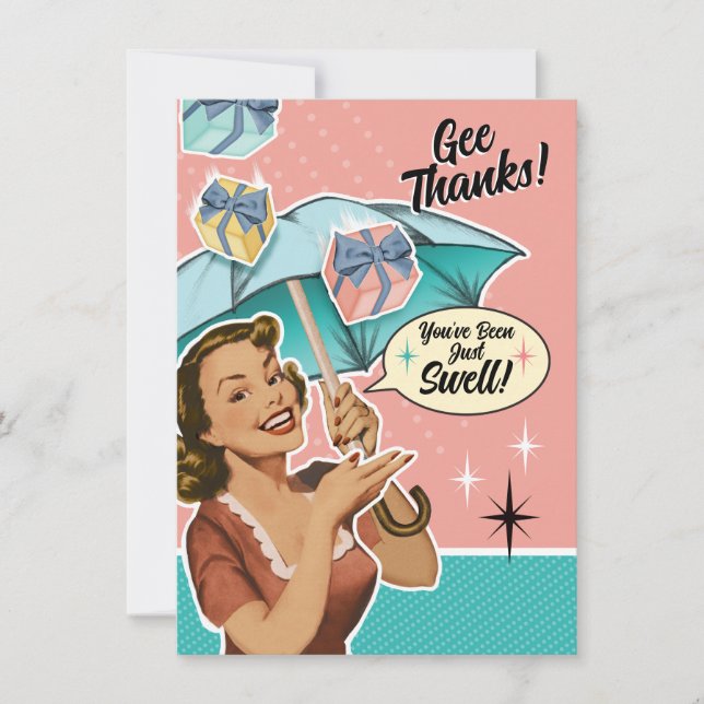Vintage Style Umbrella Bridal Shower Thank You (Front)