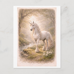 Vintage-Style Unicorn (Myth Series) Illustration Postcard
