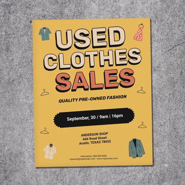 Vintage-Style - Used Clothes Sales  Flyer (Vintage-Style - Used Clothes Sales Flyer)