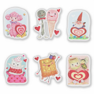Vintage Style Valentines Sticker Sheet