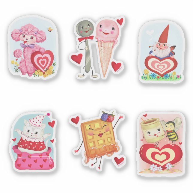 Vintage Style Valentines Sticker Sheet (Devant)