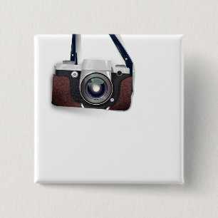 Vintage Style Vintage camera 2 Inch Square Button