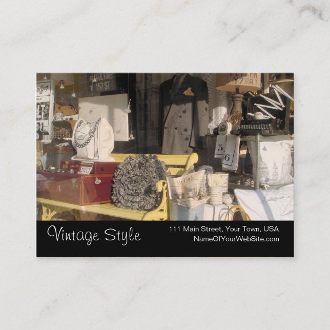 Vintage Style Vintage Goods Custom Business Cards (Front)