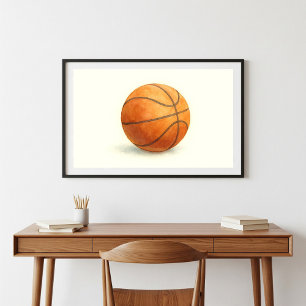 Vintage Style Watercolor Basketball Design Poster