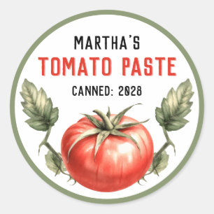 Vintage style watercolour Tomato Paste canning Classic Round Sticker