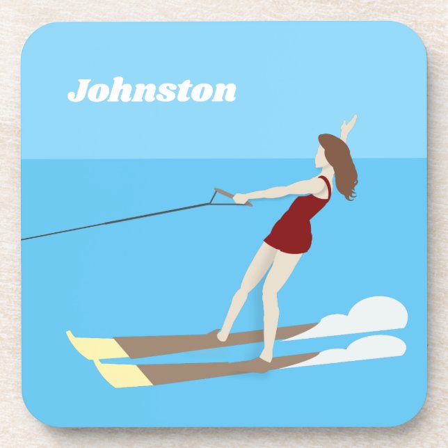 Vintage-style Waterski Coaster (Front)
