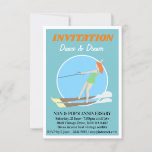 Vintage-style Waterski Invitation