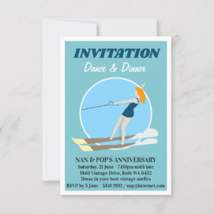 Vintage-style Waterski Invitation