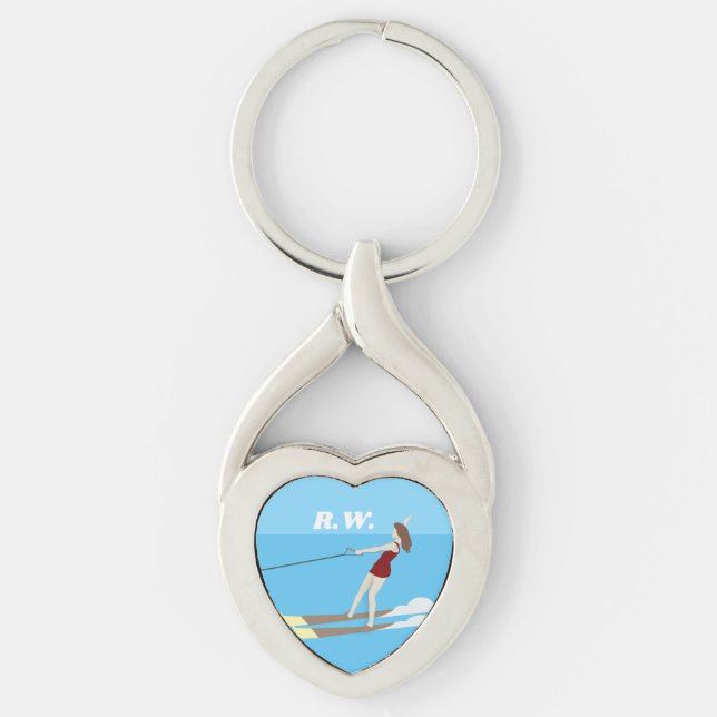 Vintage-style Waterski Keychain (Front)