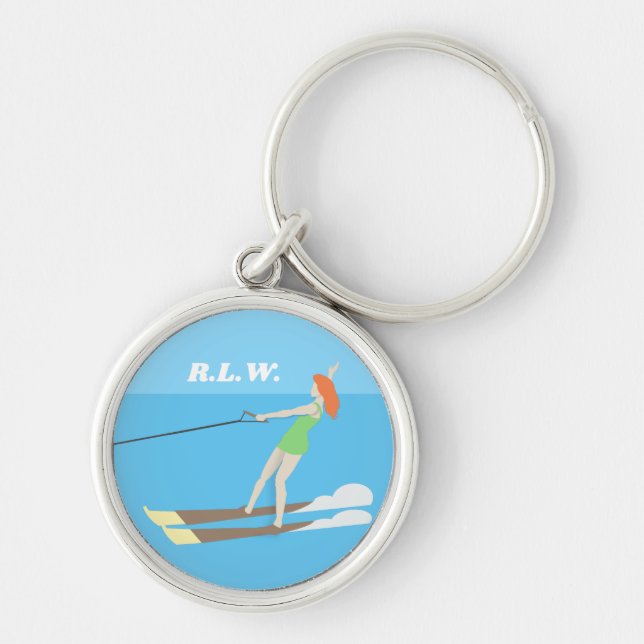 Vintage-style Waterski Keychain (Front)