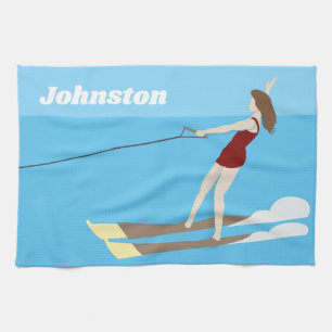 Vintage-style Waterski Kitchen Towel