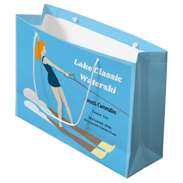 Vintage-style Waterski Large Gift Bag (Front Angled)