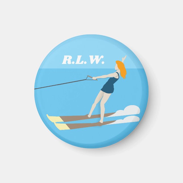 Vintage-style Waterski Magnet (Front)