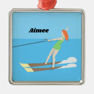 Vintage-style Waterski Metal Ornament