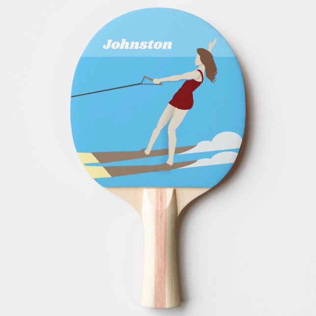 Vintage-style Waterski Ping Pong Paddle (Front)
