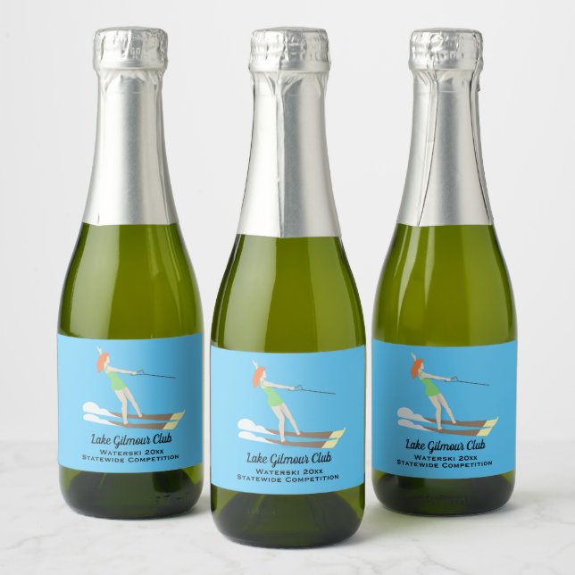 Vintage-style Waterski Sparkling Wine Label (Bottles)