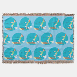 Vintage-style Waterski Throw Blanket