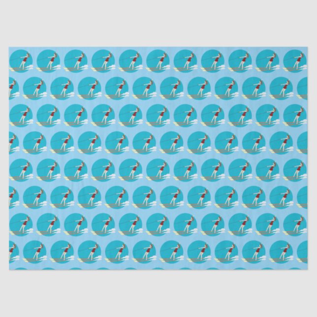 Vintage-style Waterski Tissue Paper (Front)