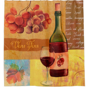 Vintage style wine collage with a watercolour draw