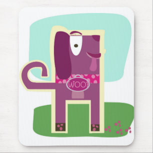 Vintage Style Woof Girly Dog Mouse Pad