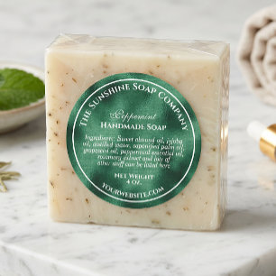 Vintage style woven green foil soap cosmetic classic round sticker