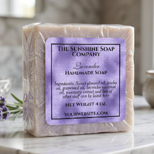 Vintage style woven purple foil soap cosmetics square sticker