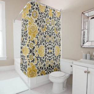 Vintage-style yellow and black floral pattern